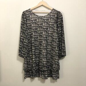 K Fashion Buenos Travel Word Art Bilayer Long Sleeve Dress